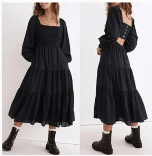 NEW! Madewell 'Lucie' Cutout-Back Midi Dress in NAVY BLUE (XL)